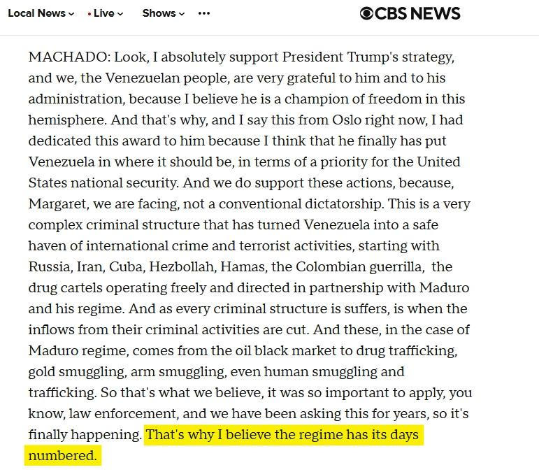 Machado röportajının ilgili bölümü