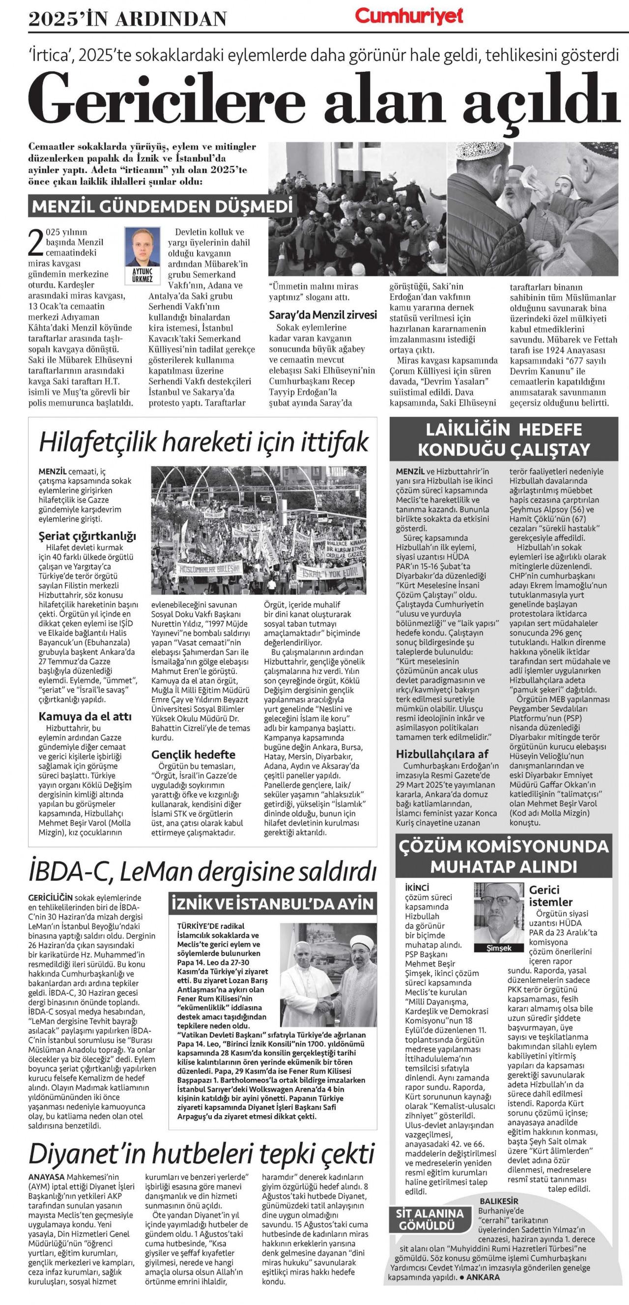 Cumhuriyet'in ilgili haberi