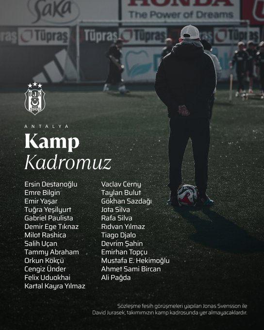 Beşiktaş'ın kamp kadrosu