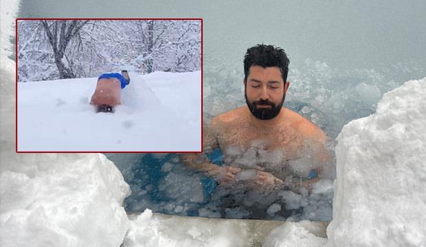 Soğuğa meydan okudular! Eksi 10 derecede biri kara daldı, diğeri buzlu havuza...