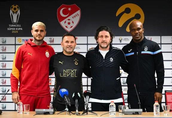 Süper Kupa öncesi Galatasaray ile Trabzonspor arasında ortak basın toplantısı düzenlendi. Icardi, Okan Buruk, Fatih Tekke ve Nwakaeme