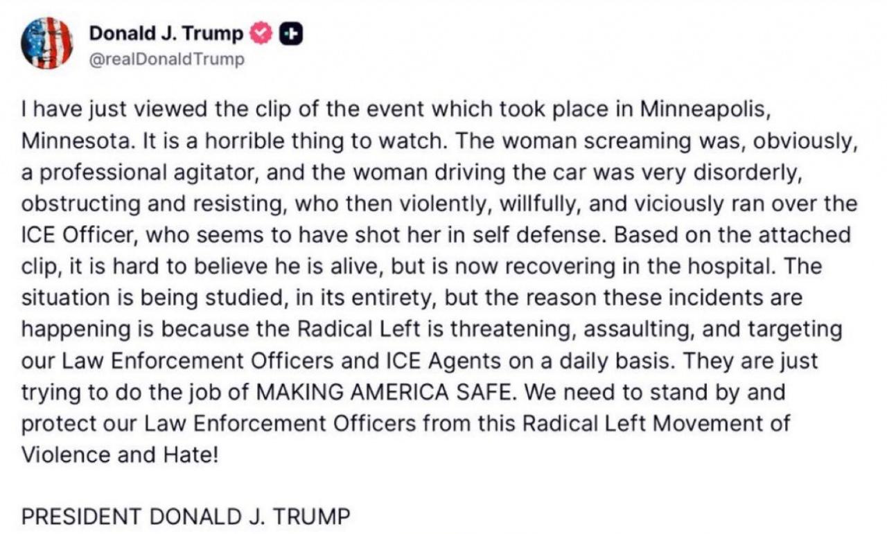 Minneapolis'teki cinayetin ardından Trump'ın Truth Social'den yaptığı açıklama