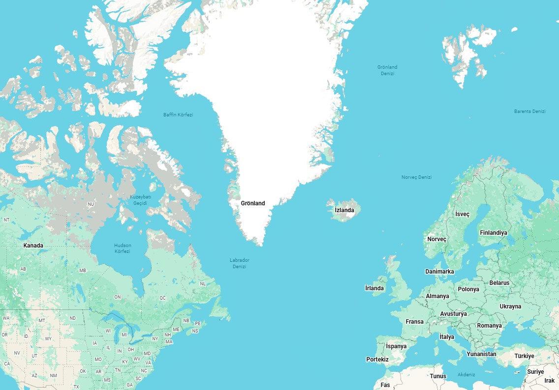Grönland haritası (Kaynak: Google Maps)