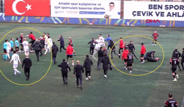 Amat&ouml;r ligde yumruk yumruğa kavga