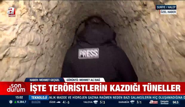 Halep'te YPG'li ter&ouml;ristlerin kazdığı t&uuml;neller ilk kez g&ouml;r&uuml;nt&uuml;lendi