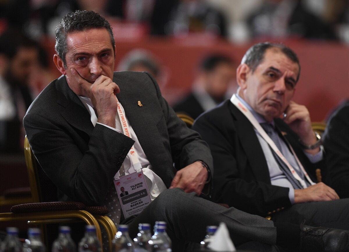 Türkiye Futbol Federasyonu Olağan Seçimli Genel Kurul toplantısında Ali Koç ile Dursun Özbek bir arada.