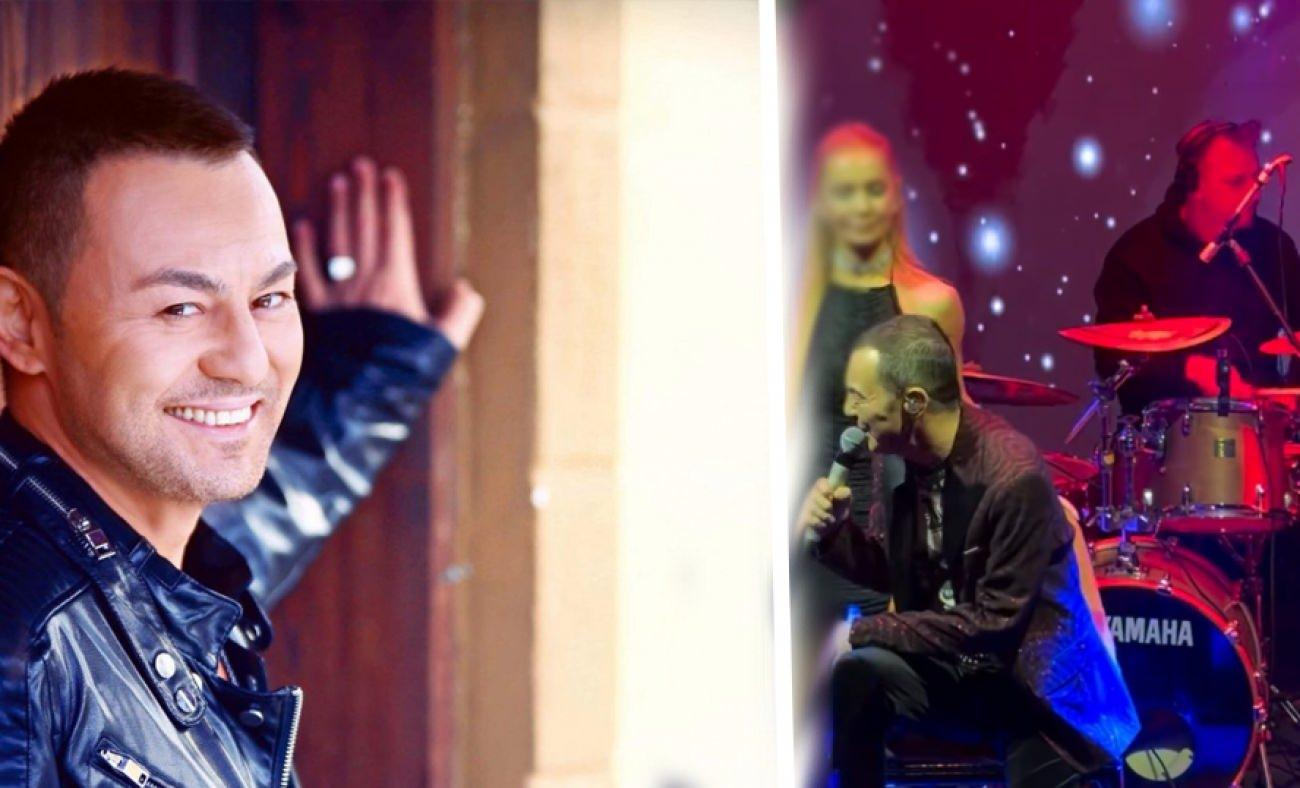 Serdar Orta&ccedil; konser sırasında yere d&uuml;şt&uuml;! O anları seyirciler kayda aldı
