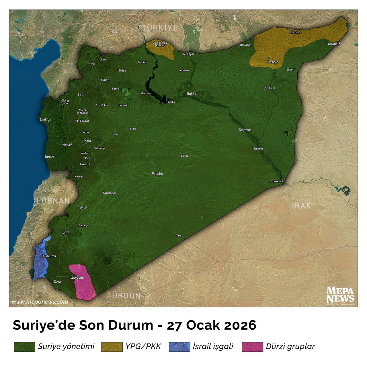 Suriye'de son durumu gösteren harita