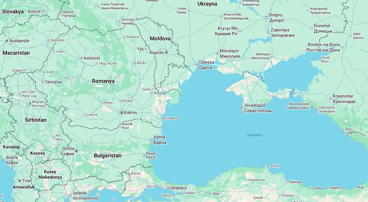 Harita üzerinde Romanya ve Moldova