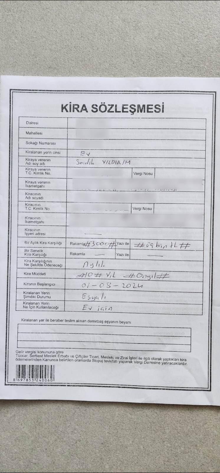  Sadık Yıldırım (60) evi kiraya verdiğini ileri sürdü. 