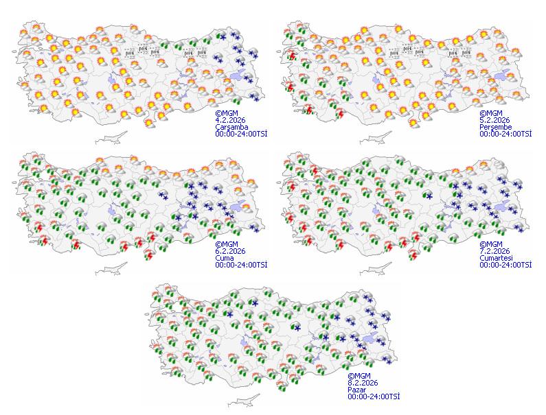 Meteorolojinin 5 günlük hava durumu raporu