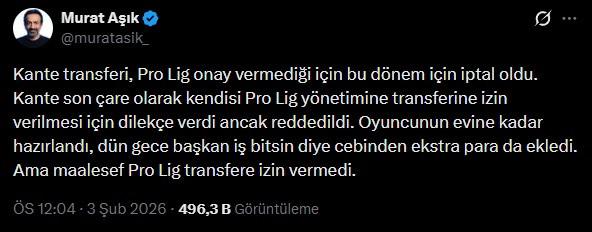 Murat Aşık'ın Kante paylaşımı