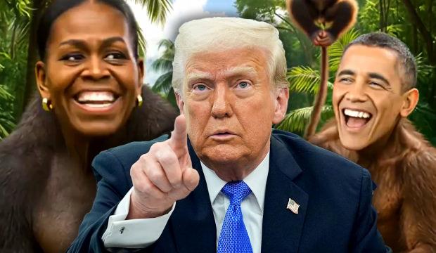 Trump'tan t&uuml;m d&uuml;nyayı ayağa kaldıran hareket! Obama ve eşini maymuna benzetti