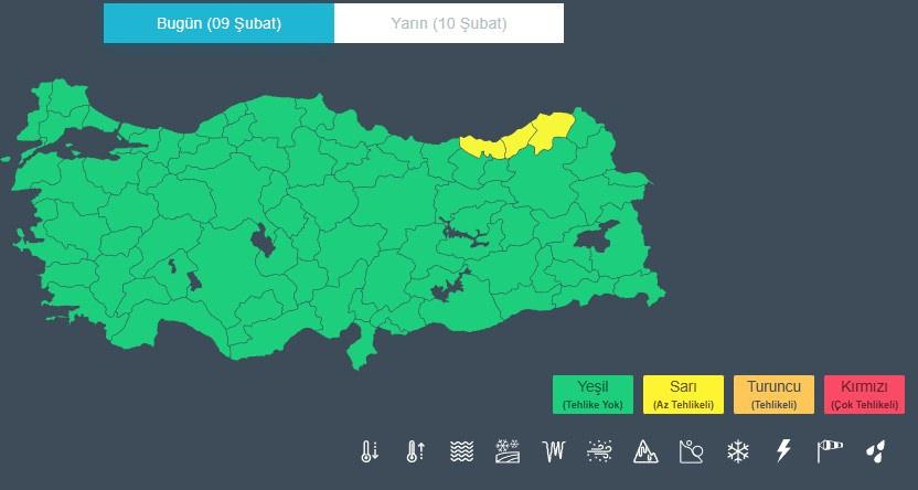 Meteoroloji Genel Müdürlüğü'nden üç kent için sarı kodlu uyarı.