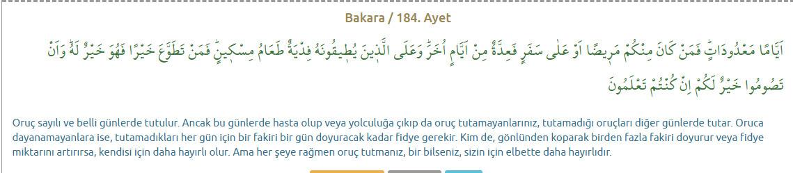 Bakara / 184. Ayet