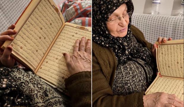 Kur'an'ı kalbiyle okudu: Yaşlı kadının samimiyeti sosyal medyaya damga vurdu