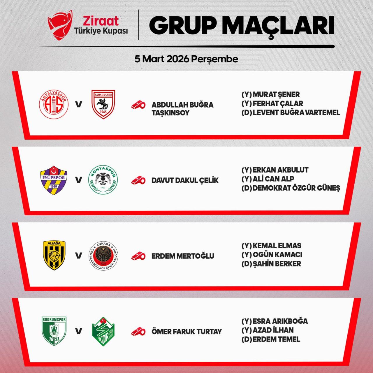 Merkez Hakem Kurulu, Kupa'da görev alacak hakemleri ve yardımcılarını açıkladı.