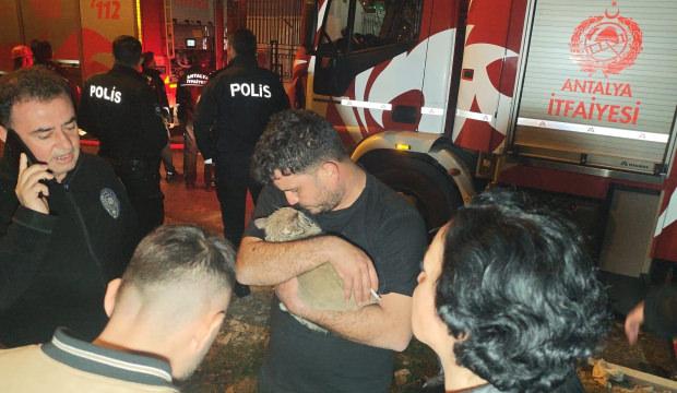 Daireyi alevler sardı! 5. kattaki boş dairede mahsur kalan kediyi itfaiye kurtardı