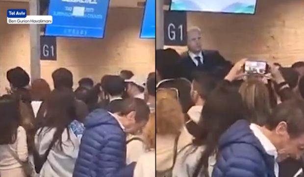&Uuml;lkeden ayrılmak isteyen İsrailliler havaalanında kargaşa &ccedil;ıkardı