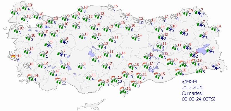 21 Mart 2026 hava durumu.
