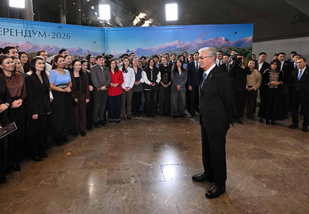 Kazakistan Cumhurbaşkanı Kasım Cömert Tokayev konuşma yapıyor