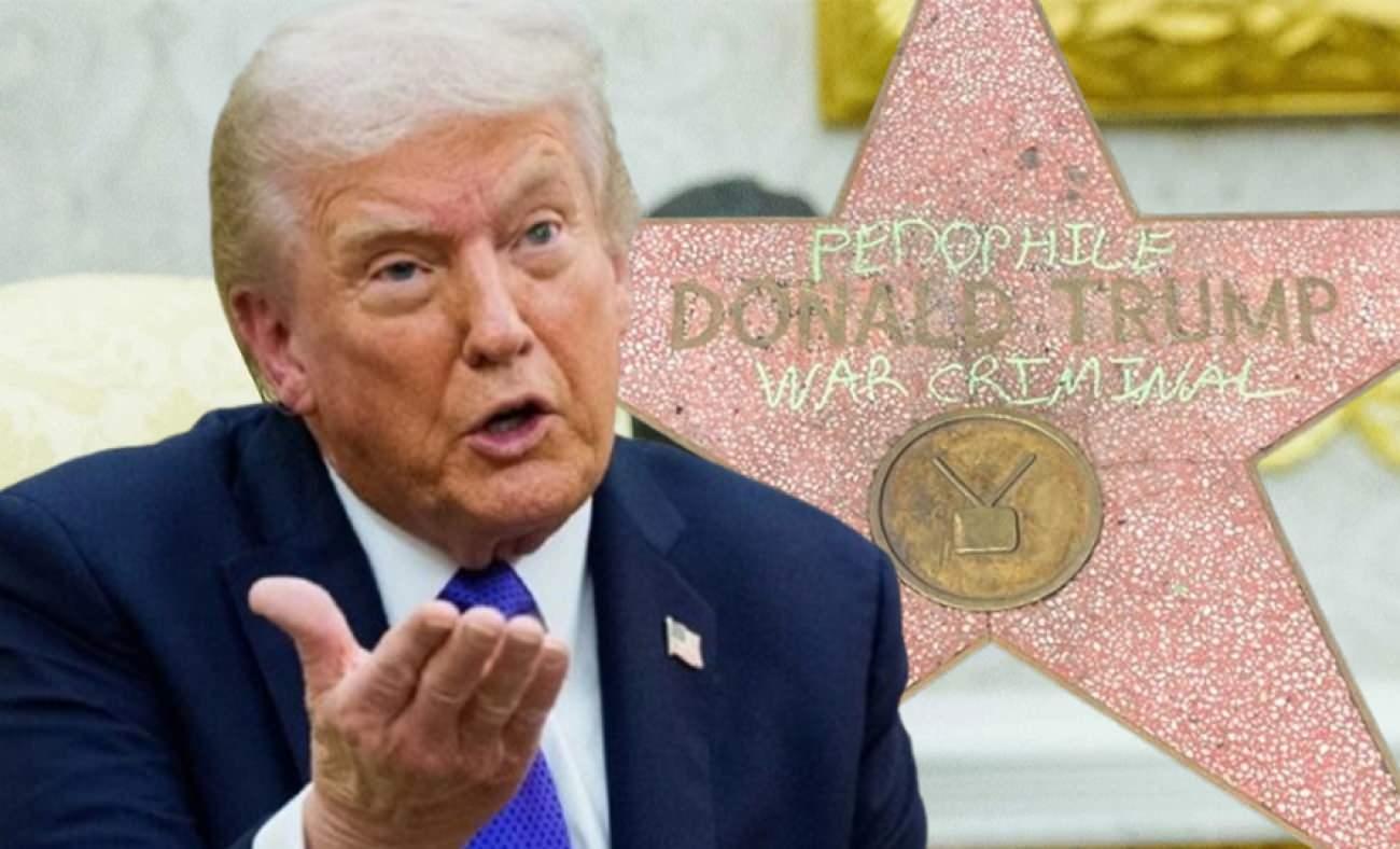 Donald Trump'ın Ş&ouml;hretler Kaldırımı'ndaki yıldızına protesto! 