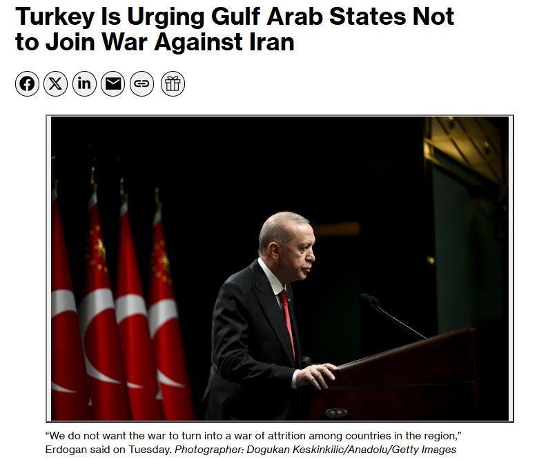 Bloomberg HT'de 25 Mart 2026'da yayınlanan 'Türkiye, Körfez Arap ülkelerini İran'a karşı savaşa katılmamaya çağırıyor' başlıklı yazı