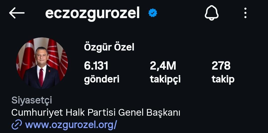 Özgür Özel'in hesabı