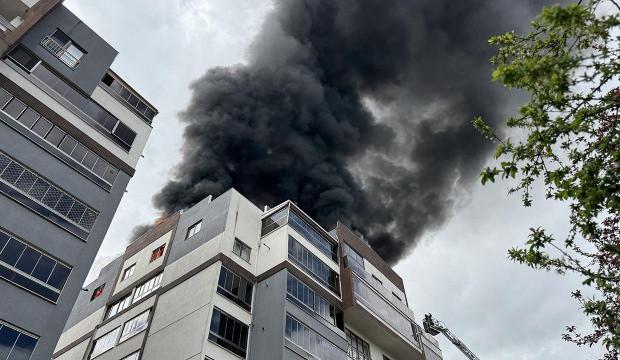 Bursa'da 8 katlı apartmanda yangın