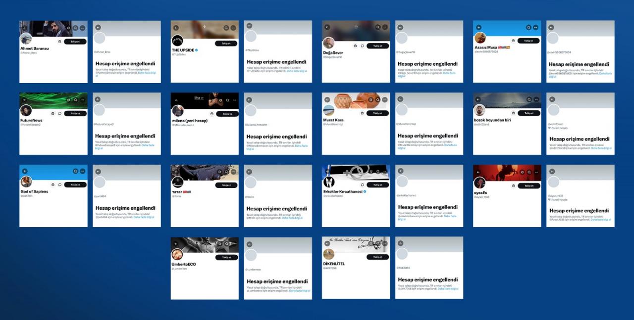 Erişime kapatılan hesaplar