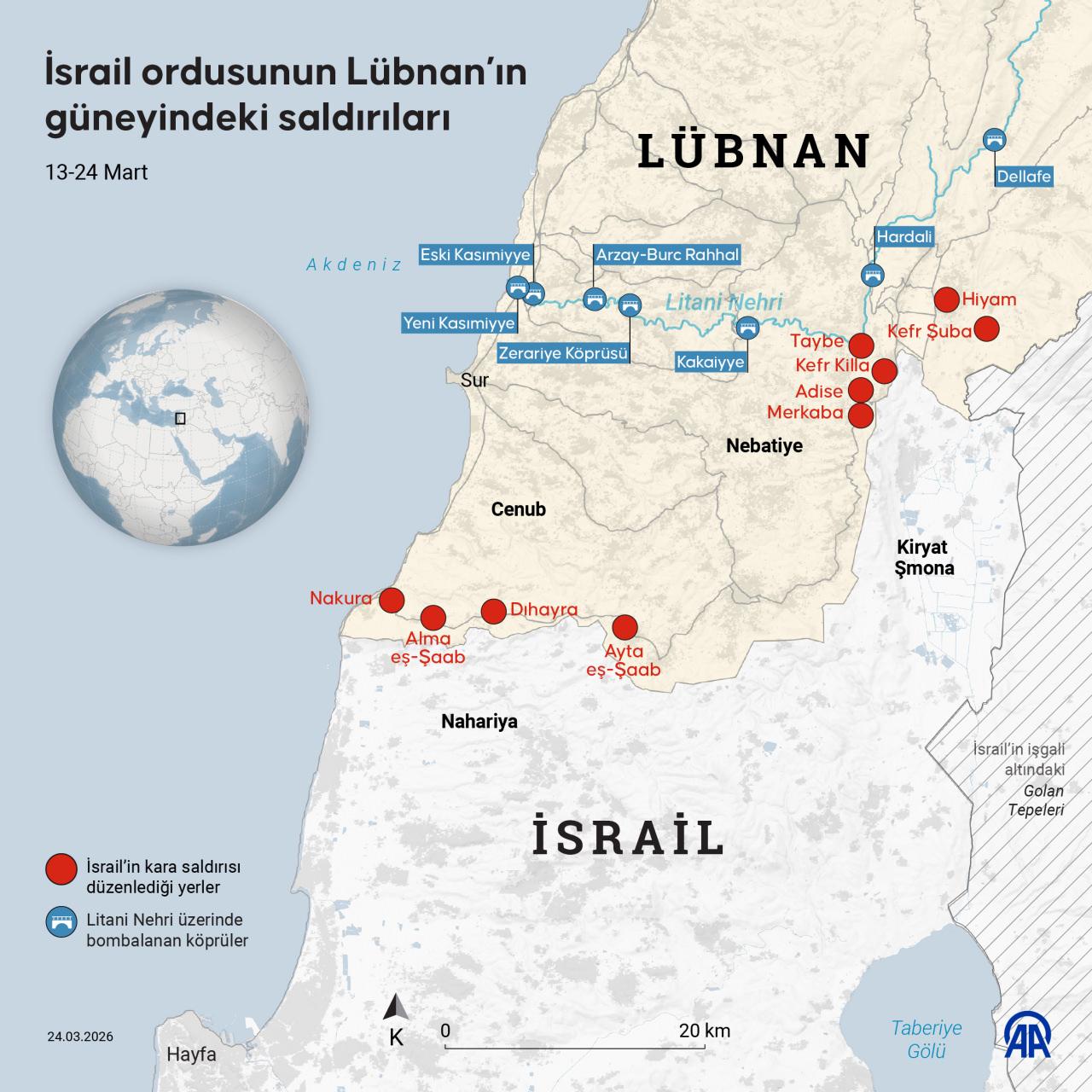 İsrail ordusu, Lübnan'ın güneyini ikiye ayıran Litani Nehri üzerindeki köprüleri hedef alıyor.