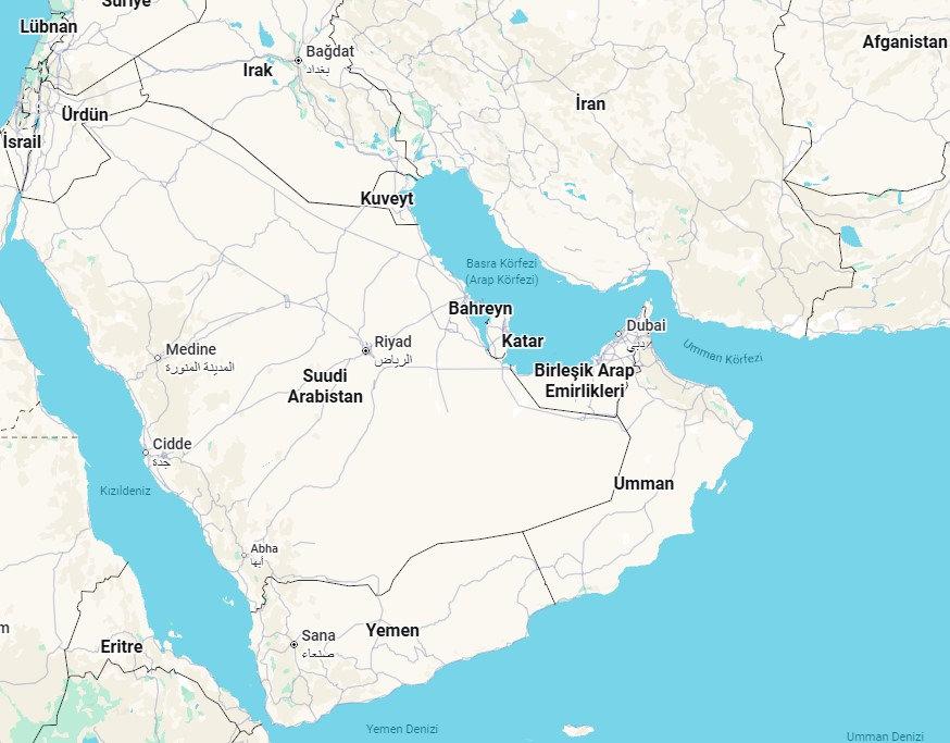 İran ve bölge haritası