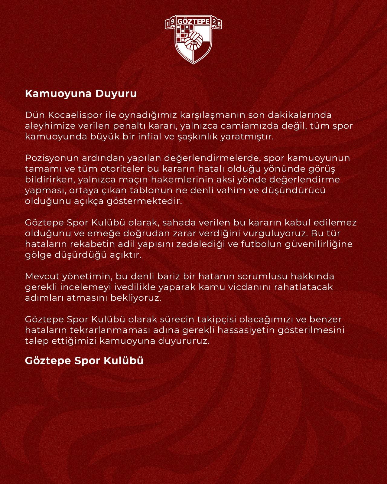 Göztepe'nin paylaşımı