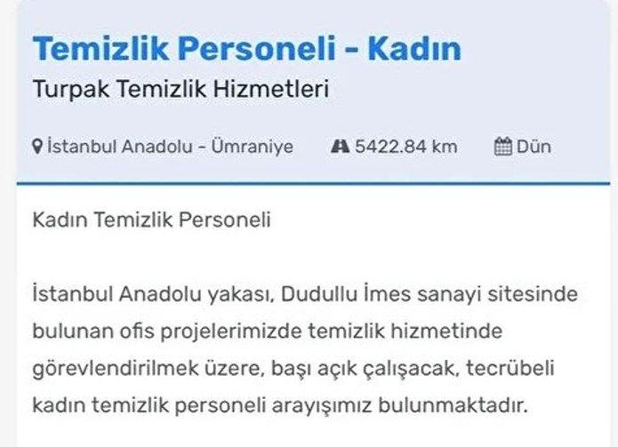 İlan metninde yer alan 'başı açık çalışacak' ifadesi tepkilere yol açtı.