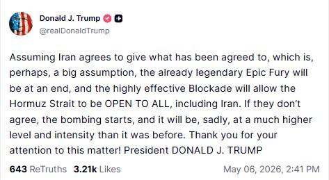 Donald Trump'ın ilgili paylaşımı