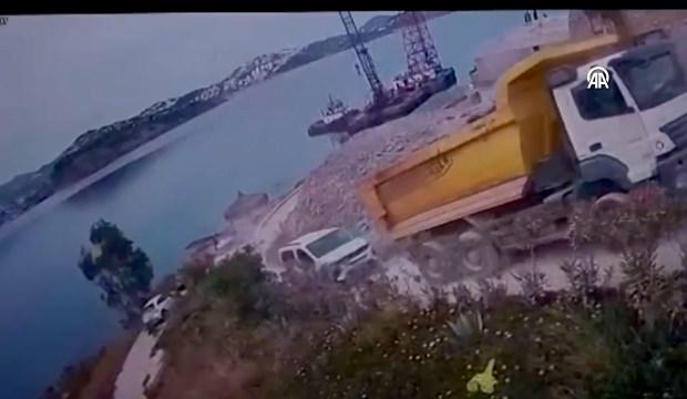 Bodrum'da denize d&uuml;şen hafriyat kamyonu az kalsın daha b&uuml;y&uuml;k faciaya neden oluyordu