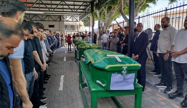 Mersin'de acı g&ouml;r&uuml;nt&uuml;! 5 tabut yan yana dizildi