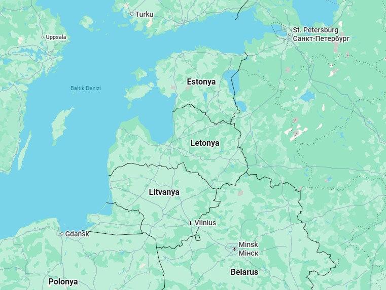 Harita üzerinde Estonya