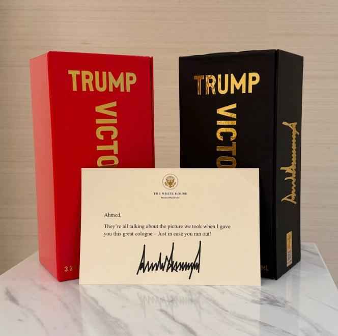 Trump'ın Şara'ya gönderdiği hediye ve üzerindeki not