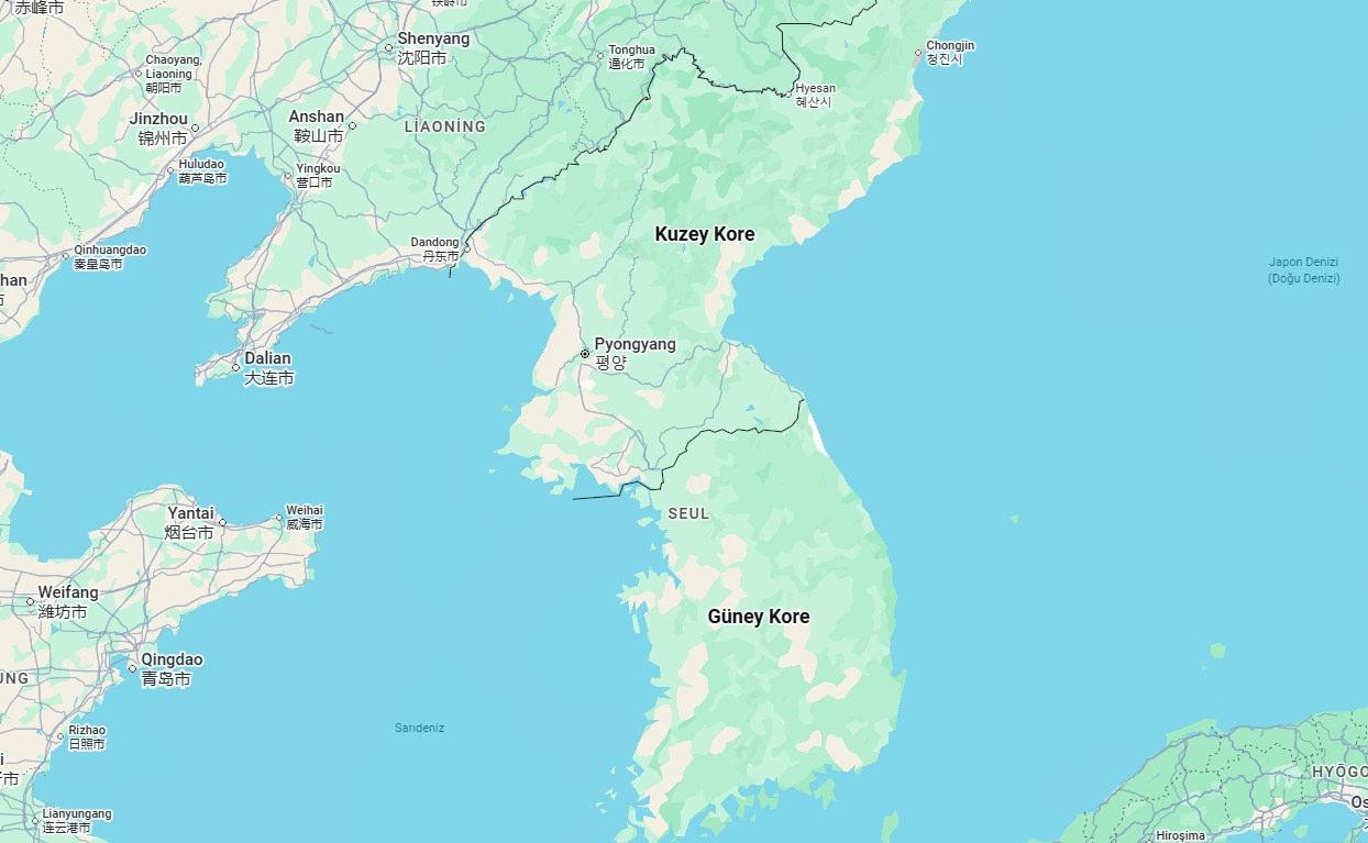 Kuzey Kore ve Güney Kore sınırı (Kaynak: Google Maps)