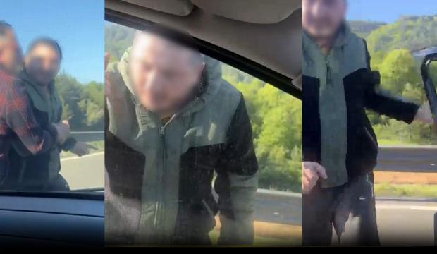 Bayram yolunda maganda s&uuml;r&uuml;c&uuml; ailenin yolunu kesip saldırdı! 