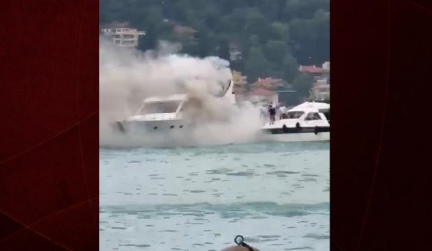 Bebek Sahili a&ccedil;ıklarında l&uuml;ks yat alevlere teslim oldu