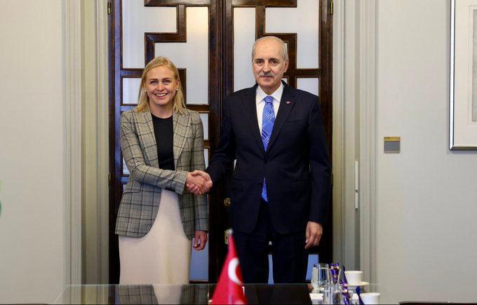 TBMM Başkanı Numan Kurtulmuş ve Finlandiya Dışişleri Bakanı Elina Valtonen