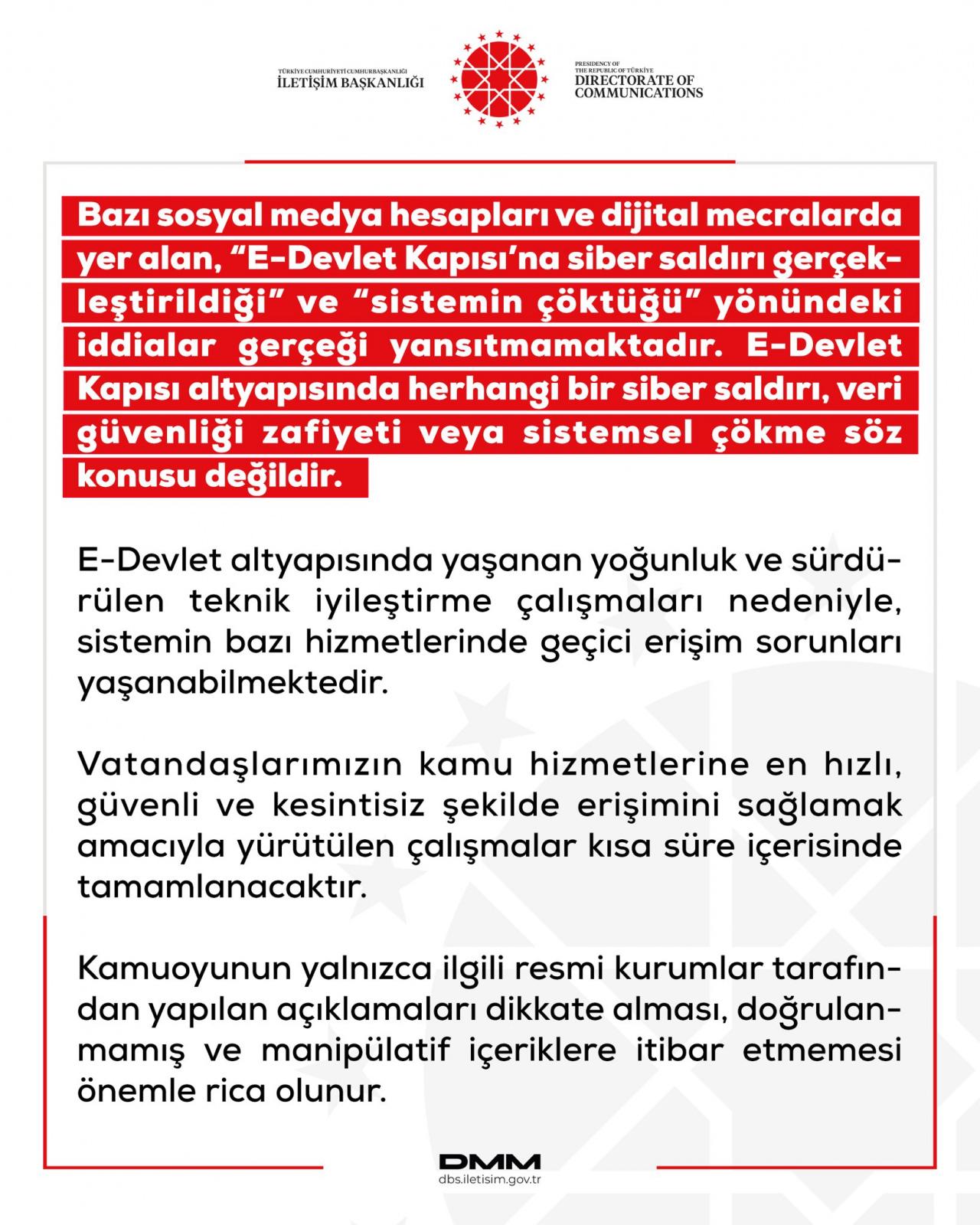 Dezenformasyonla Mücadele Merkezi tarafından yapılan açıklama