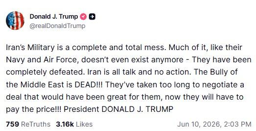 Donald Trump'ın ilgili paylaşımı