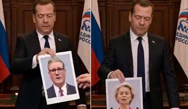 Medvedev AB liderlerinin fotoğraflarını kağıt &ouml;ğ&uuml;t&uuml;c&uuml;ye attı