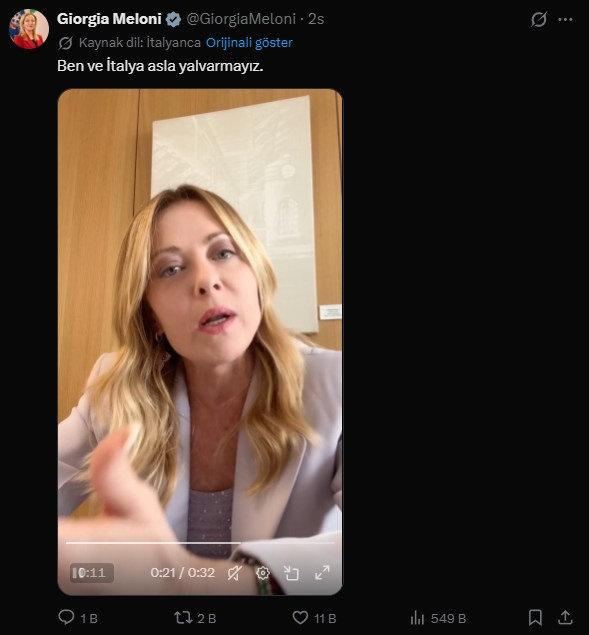ABD Başkanı Donald Trump ve İtalya Başbakanı Giorgia Meloni'nin G7 Zirvesi'nde çekilmiş fotoğrafı.