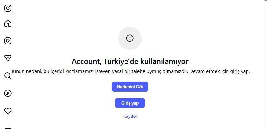 Dilan Polat'ın Instagram hesabına gelen uyarı.