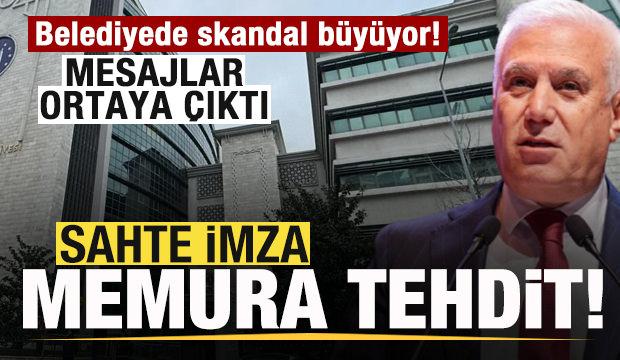 Belediyede skandal b&uuml;y&uuml;yor! Sahte imza memura tehdit! Mesajlar ortaya &ccedil;ıktı