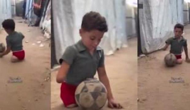 Gazze'de y&uuml;rek burkan g&ouml;r&uuml;nt&uuml;: İki bacağını kaybeden &ccedil;ocuk hayallerinin peşinde